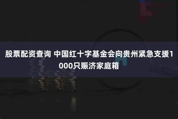 股票配资查询 中国红十字基金会向贵州紧急支援1000只赈济家庭箱